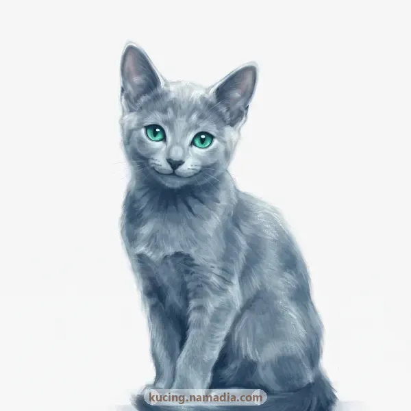 Lukisan kucing Russian Blue